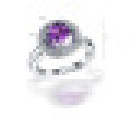 Big Round 3 Prong 1.0CT Cubique Cut Naturel Violet Améthyste Anneaux 925 Sterling Argent pour Femmes Engagement Fine Jewelry